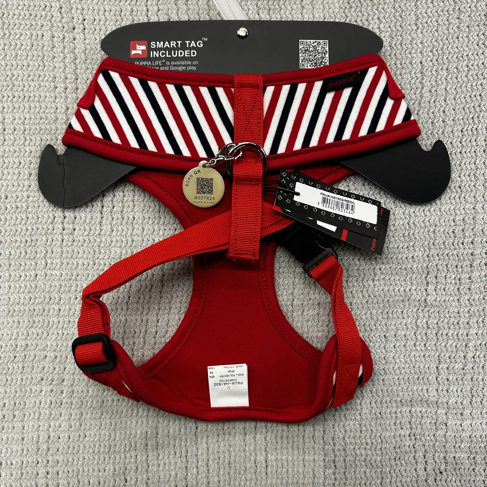 Puppia Red and Black Striped Dog Harness